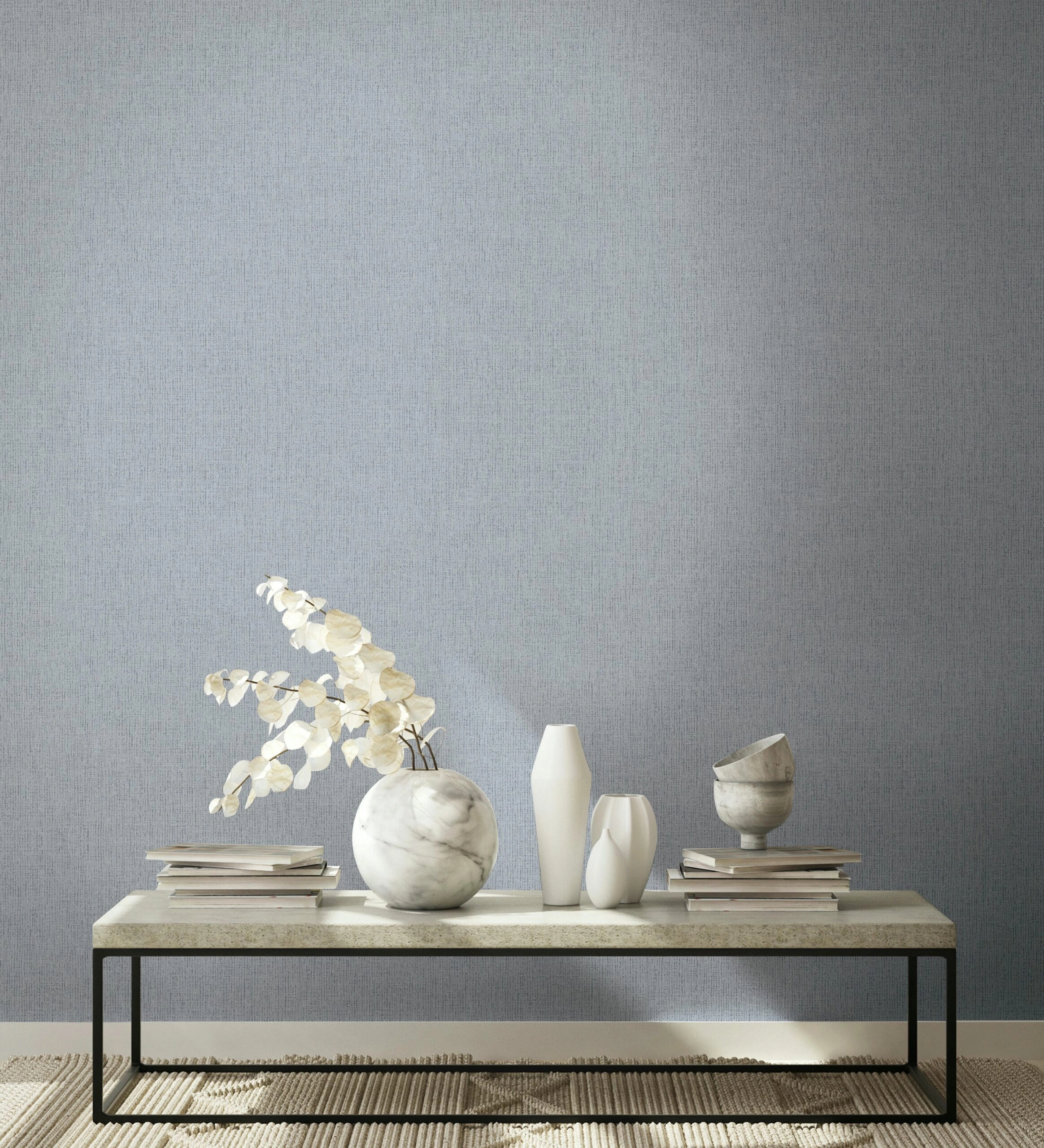 Dekor tapéta textilhatású mintával fényes szürke színben