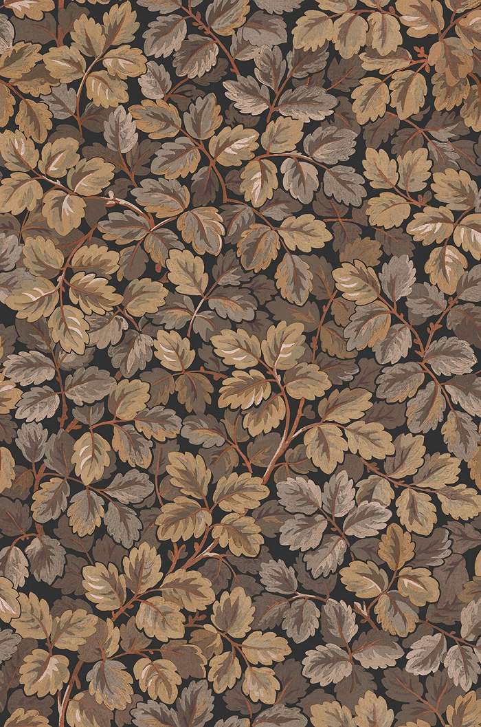 Dekor tapéta tölgyfalevél mintával barna színben