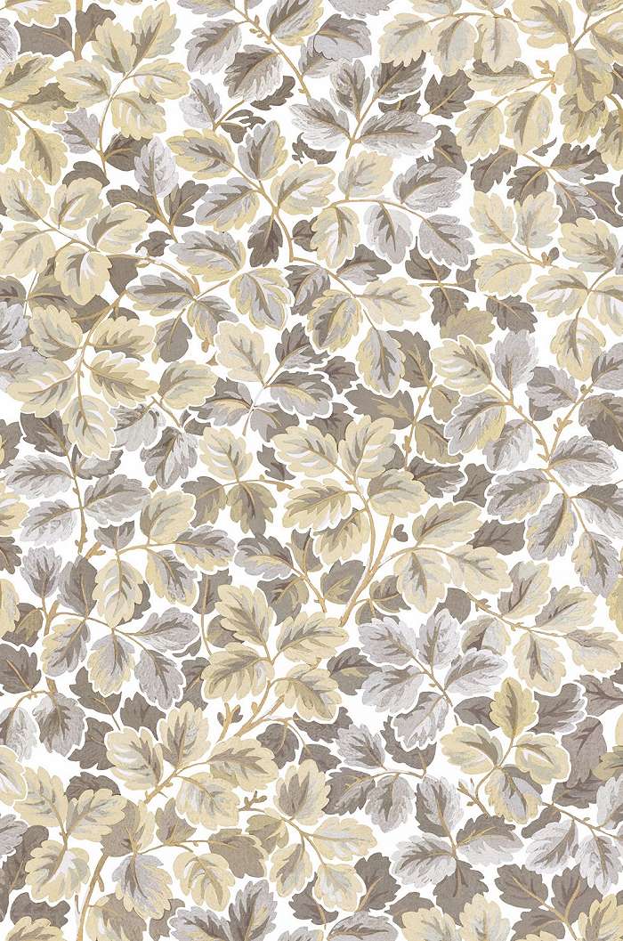 Dekor tapéta tölgyfalevél mintával beige és szürke színben