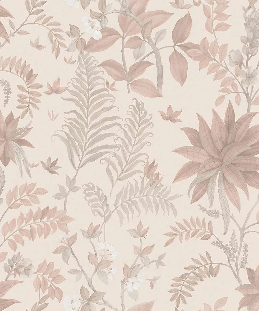 Dekor tapéta trópusi inda és virág mintával beige színben