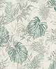 Dekor tapéta trópusi leveles mintával zöld színben