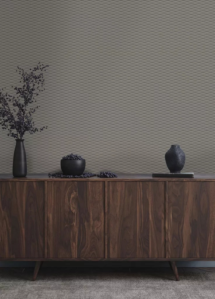 Dekor tapéta üveggyöngyös hullám mintás tapéta antracit szürke színben