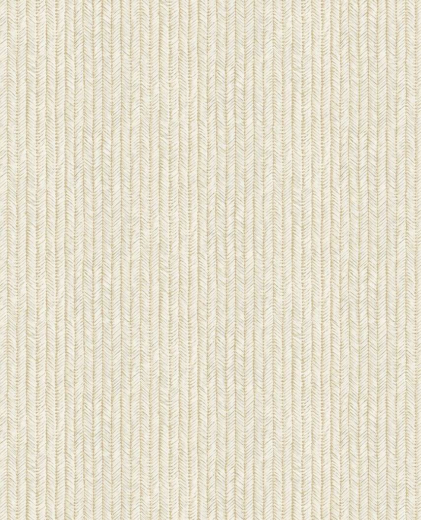 Dekor tapéta világos homokbarna és krém színű halszálka csíkos mintával