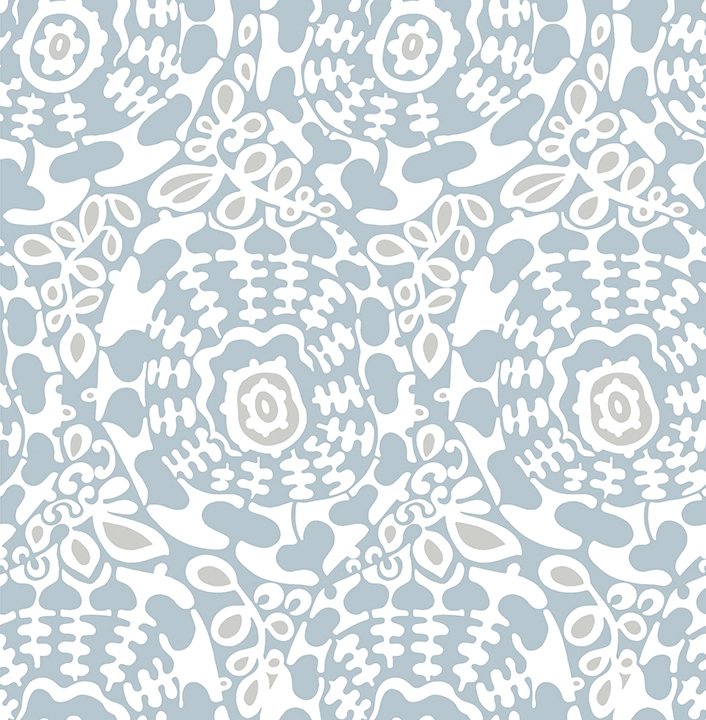 Dekor tapéta világoskék leveles absztrakt mintával