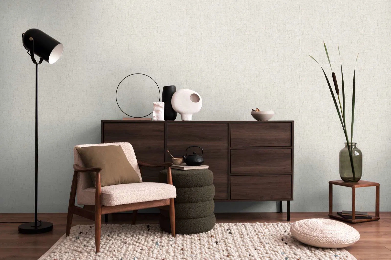 Dekor tapéta világosszürke egyszínű mintával