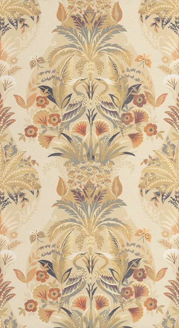 Dekor tapéta vintage darumadaras mintával beige és piros színben