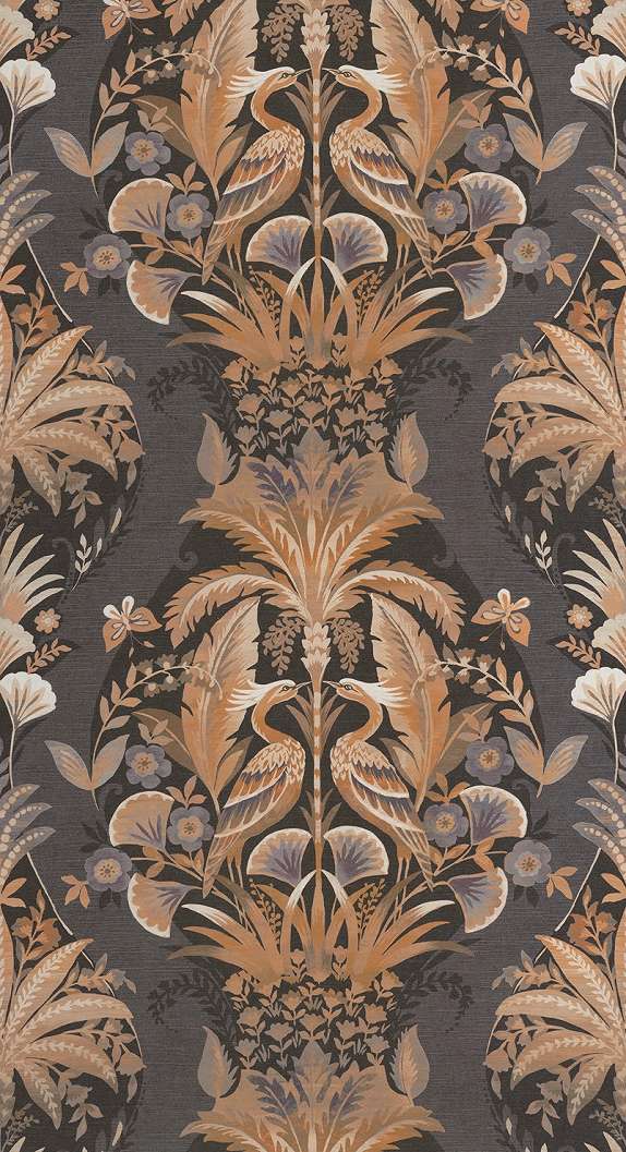 Dekor tapéta vintage darumadaras mintával fekete és barna színben