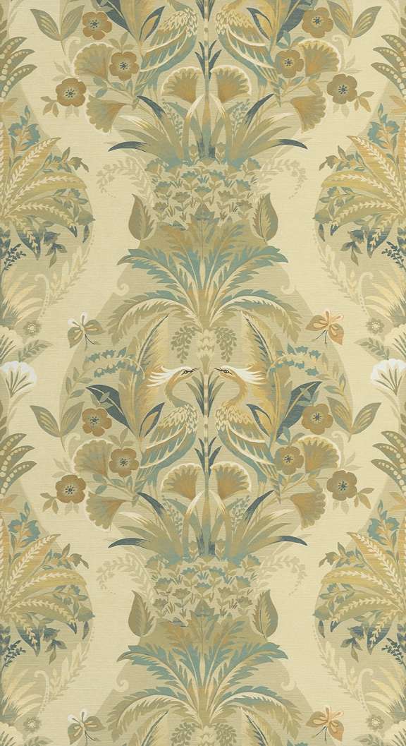 Dekor tapéta vintage darumadaras mintával krém és zöld színben