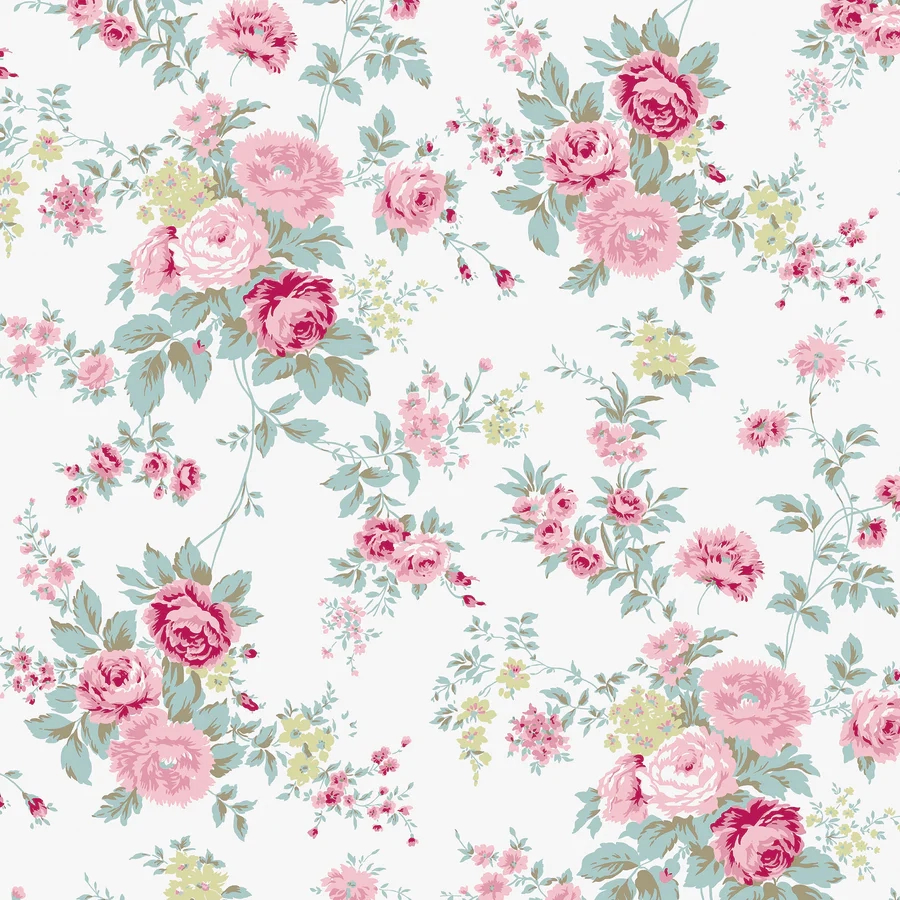 Dekor tapéta virág mintával fehér és rózsaszín színben