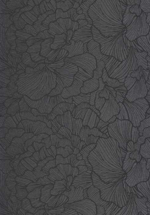 Dekor tapéta virágszirom mintával fényes antracit és fekete színben