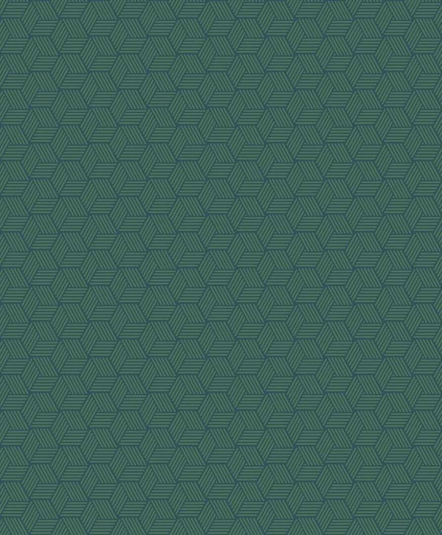 Dekor tapéta zöld alapon kék metál geometriai mintával