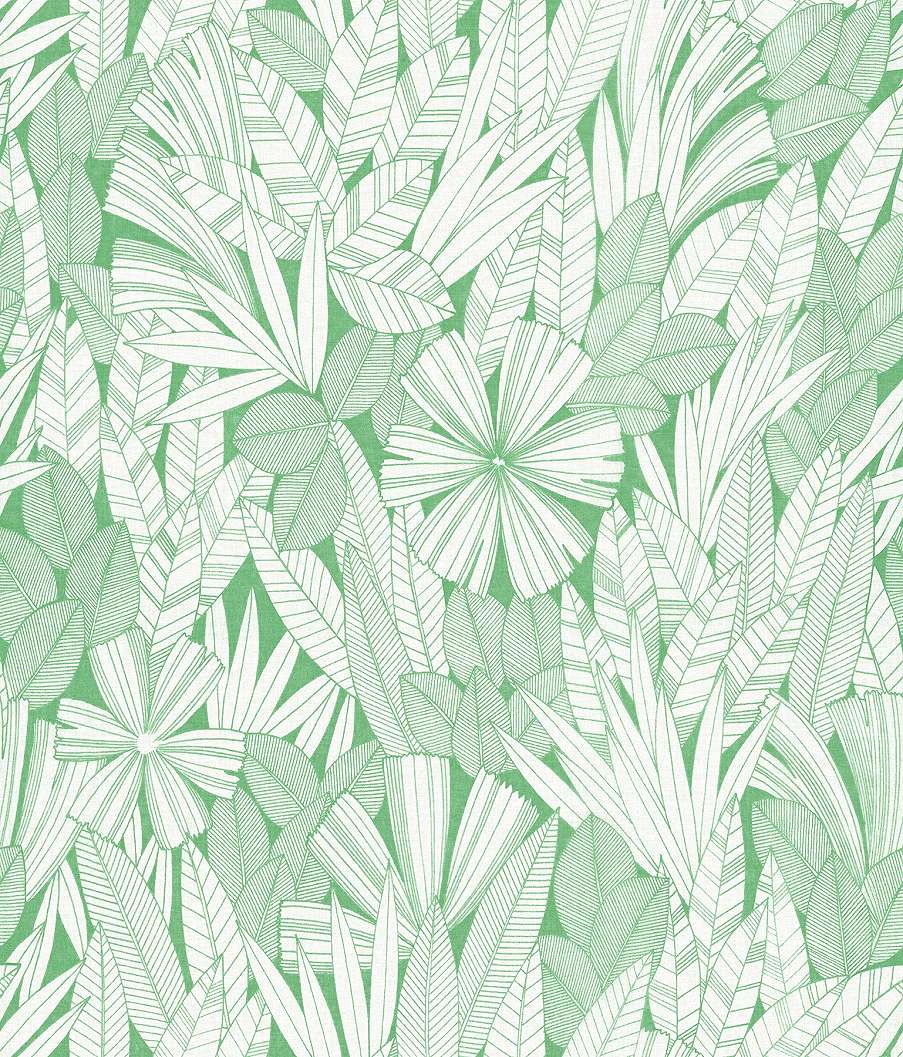 Dekor tapéta zöld színű vintage rajzolt virág mintával