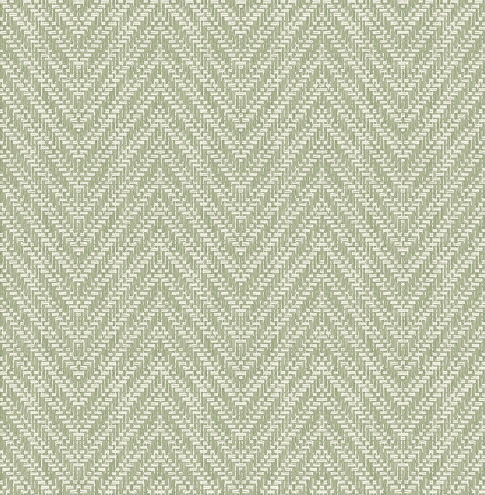 Dekor tapéta zöld szőtteshatású halszálka mintával