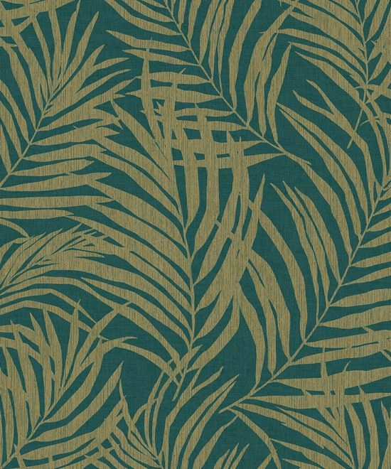 Dekor tapéta zöldeskék elegáns leveles mintával
