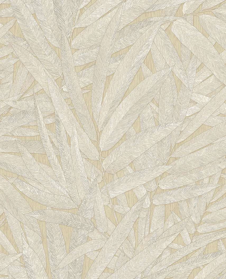 Dekor vinyl tapéta beige színben sűrű pálmaleveles mintával