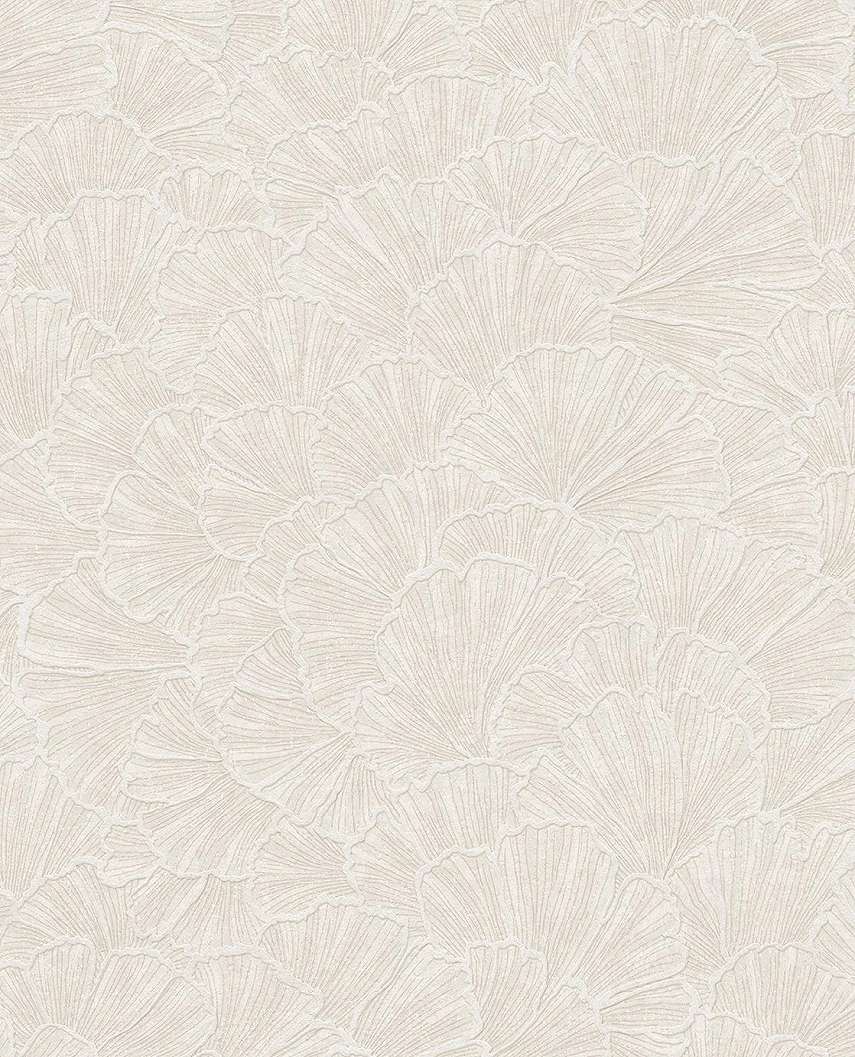 Dekor vinyl tapéta ginko leveles mintával fehér és krém színben