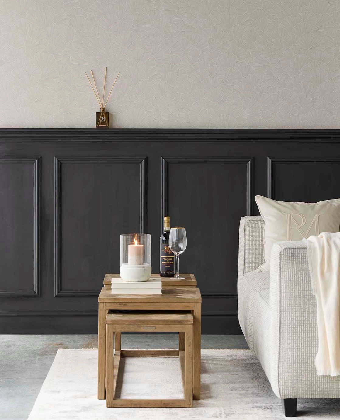 Dekor vinyl tapéta ginko leveles mintával fehér és krém színben