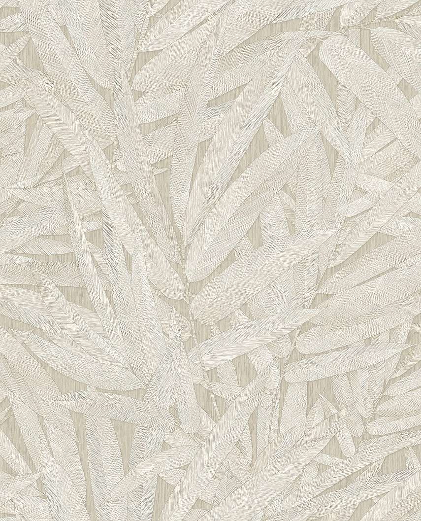 Dekor vinyl tapéta homokbarna és krém színekben sűrű pálmaleveles mintával