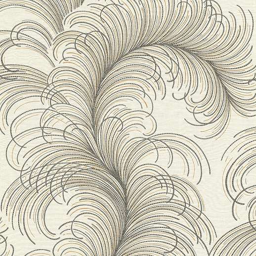 Dekora tapéta stilizált toll mintával krémfehér textiles alapon