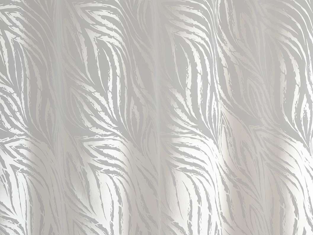 Design fényáteresztő függöny textil absztrakt hullám mintával fehér színben