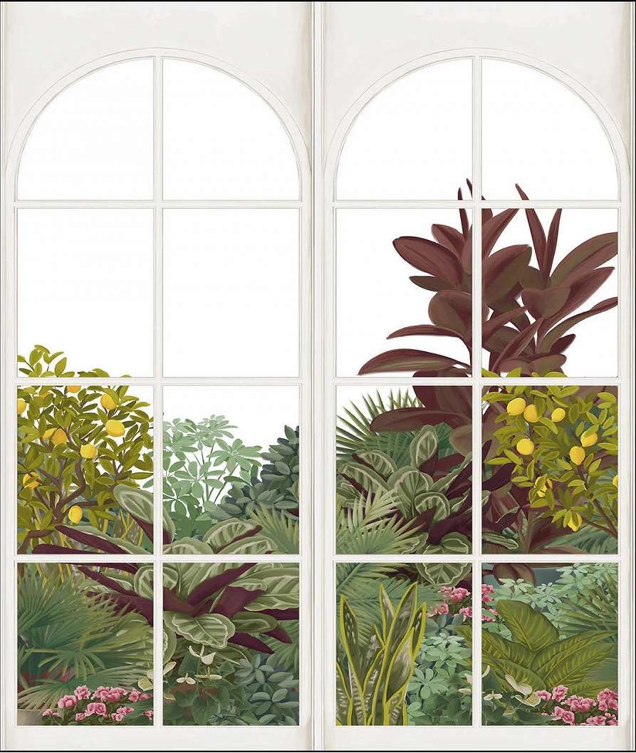 Design fotótapéta ajtó a trópusi tájra mintával S