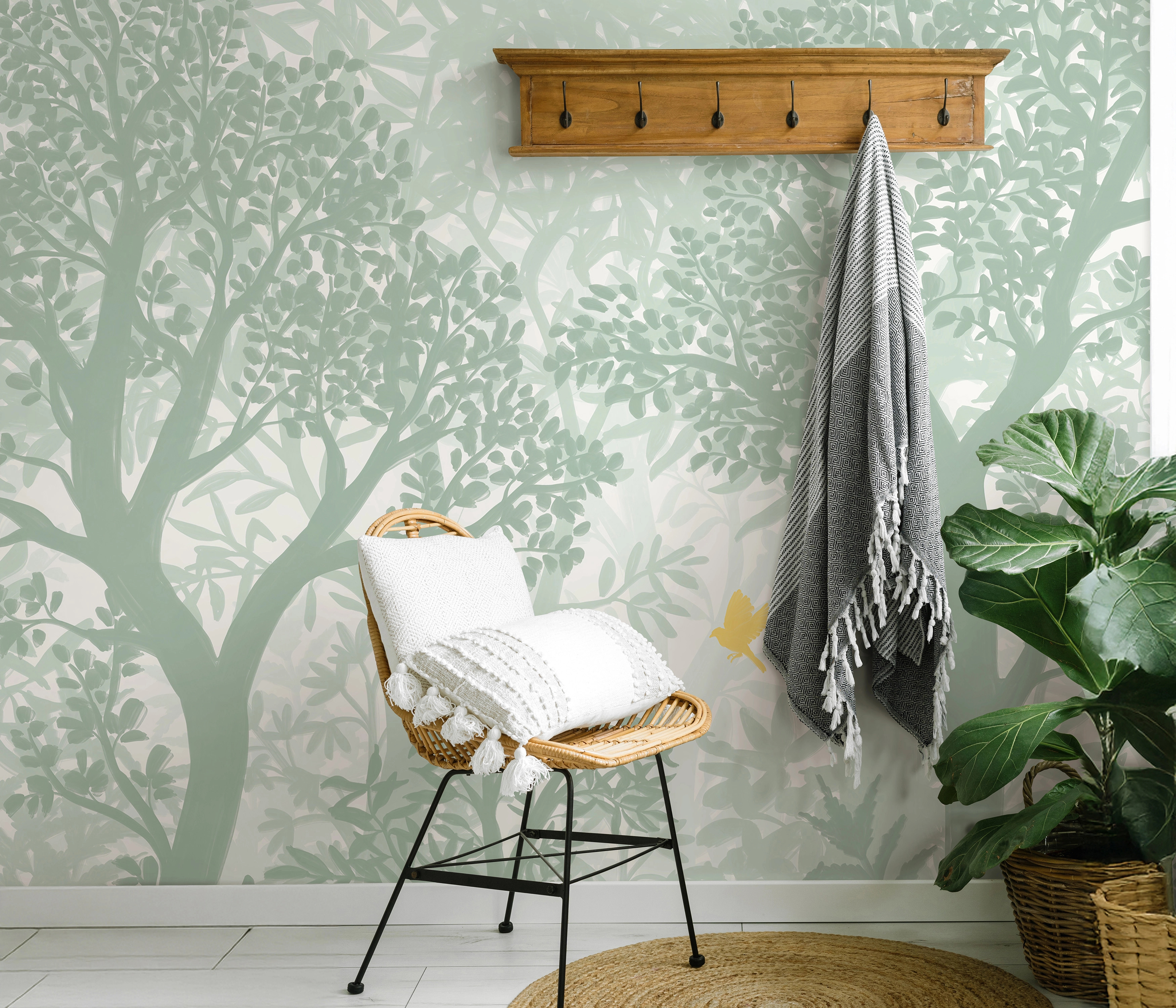 Design fotótapéta erdő mintával zöld színben 300cm x 270cm