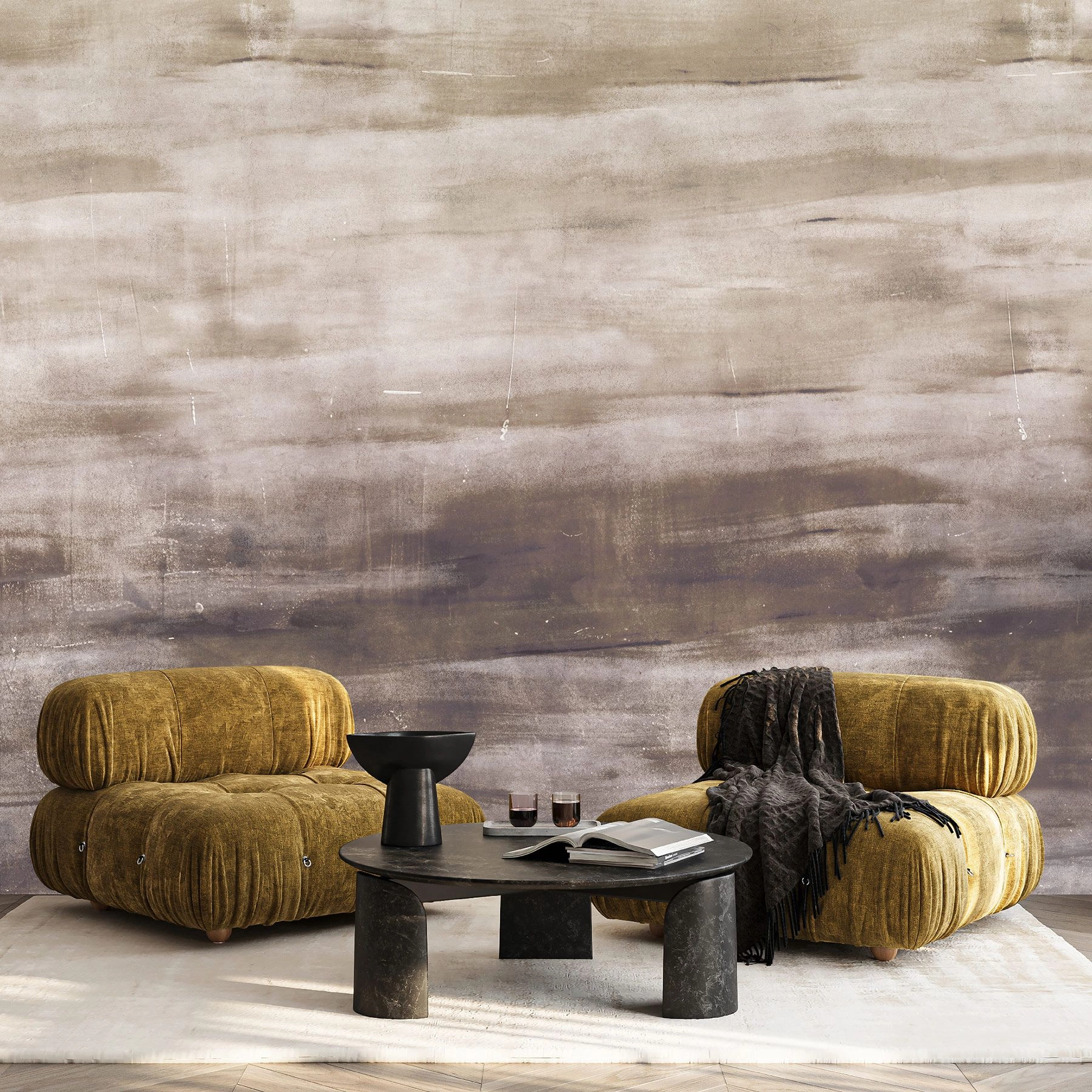 Design fotótapéta festett beton hatású mintával barna színben