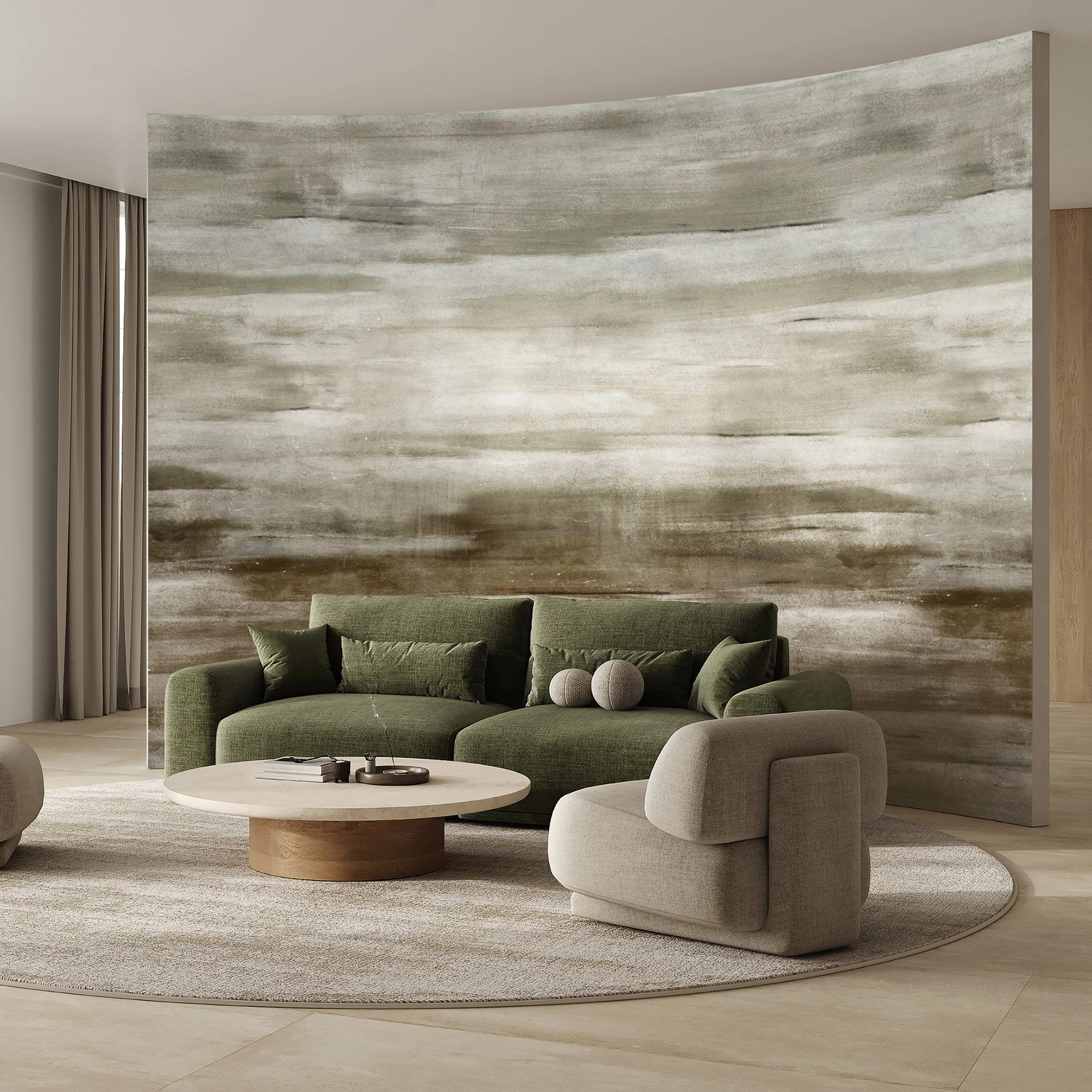 Design fotótapéta festett beton hatású mintával zöld színben