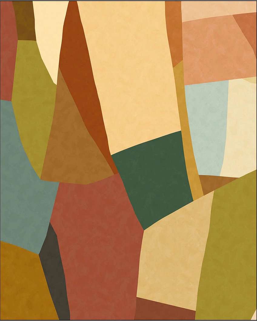 Design fotótapéta geometrikus mintával vidám és meleg színekben 250cm x 250cm