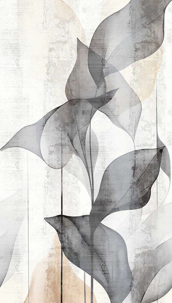 Design fotótapéta nagy fekete leveles mintával