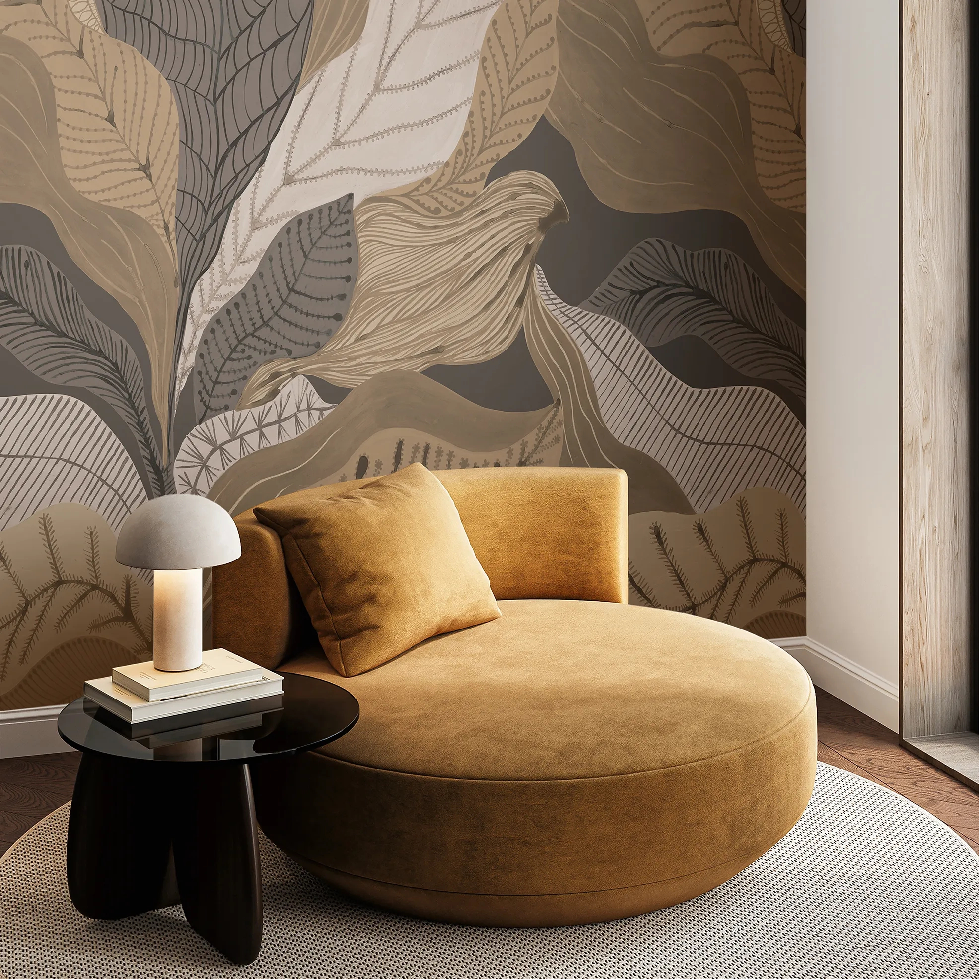 Design fotótapéta óriási levél mintával mogyoróbarna színben