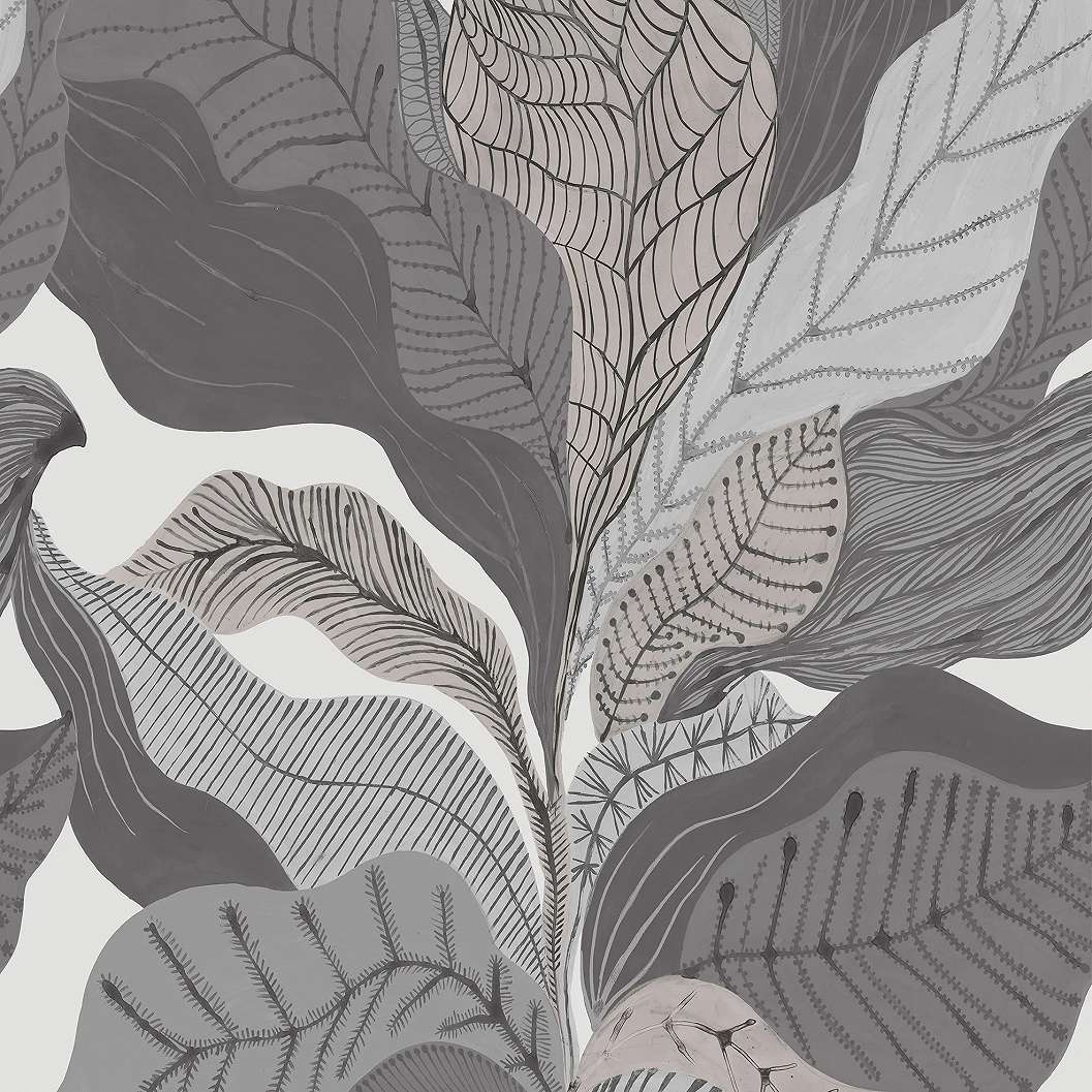 Design fotótapéta óriási levél mintával szürke színben