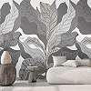 Design fotótapéta óriási levél mintával szürke színben