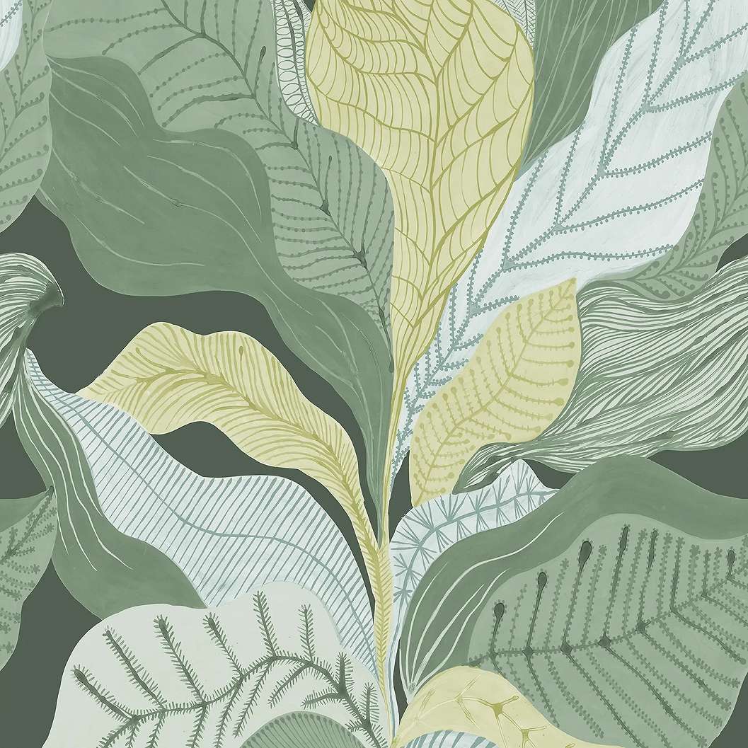 Design fotótapéta óriási levél mintával zöld és sárga színben