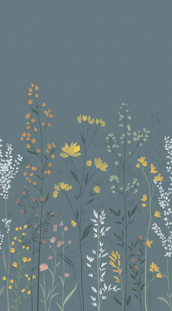 Design fotótapéta virág mintával hideg színekben 150cm x 270cm