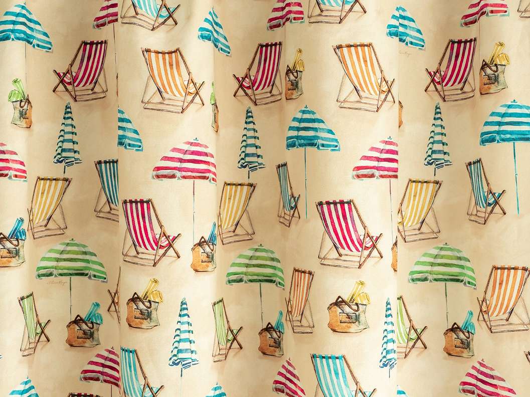 Design sötétítő függöny textil anyag beige színben napágy mintával