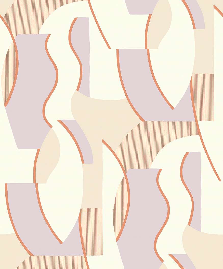 Design tapéta absztrakt geometrikus mintával halványlila korall színekkel