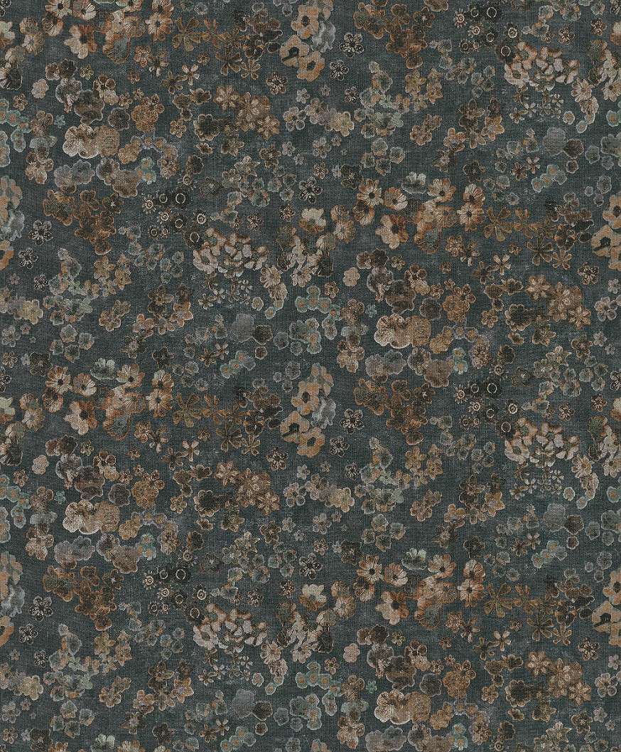 Design tapéta apró virágos mintával szürkéskék színben