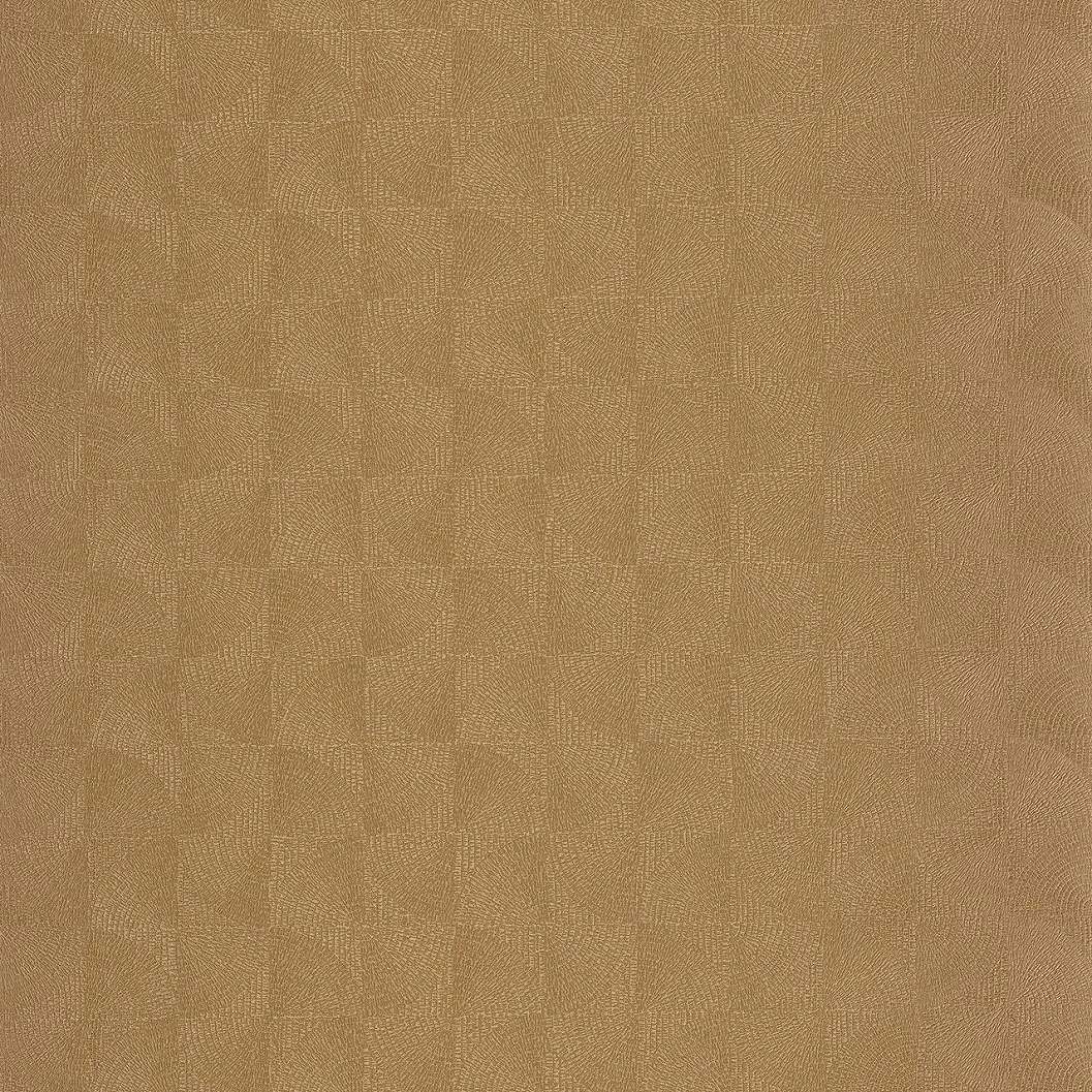 Design tapéta apróbarázdás körcikk és négyzet mintával fényes arany színben