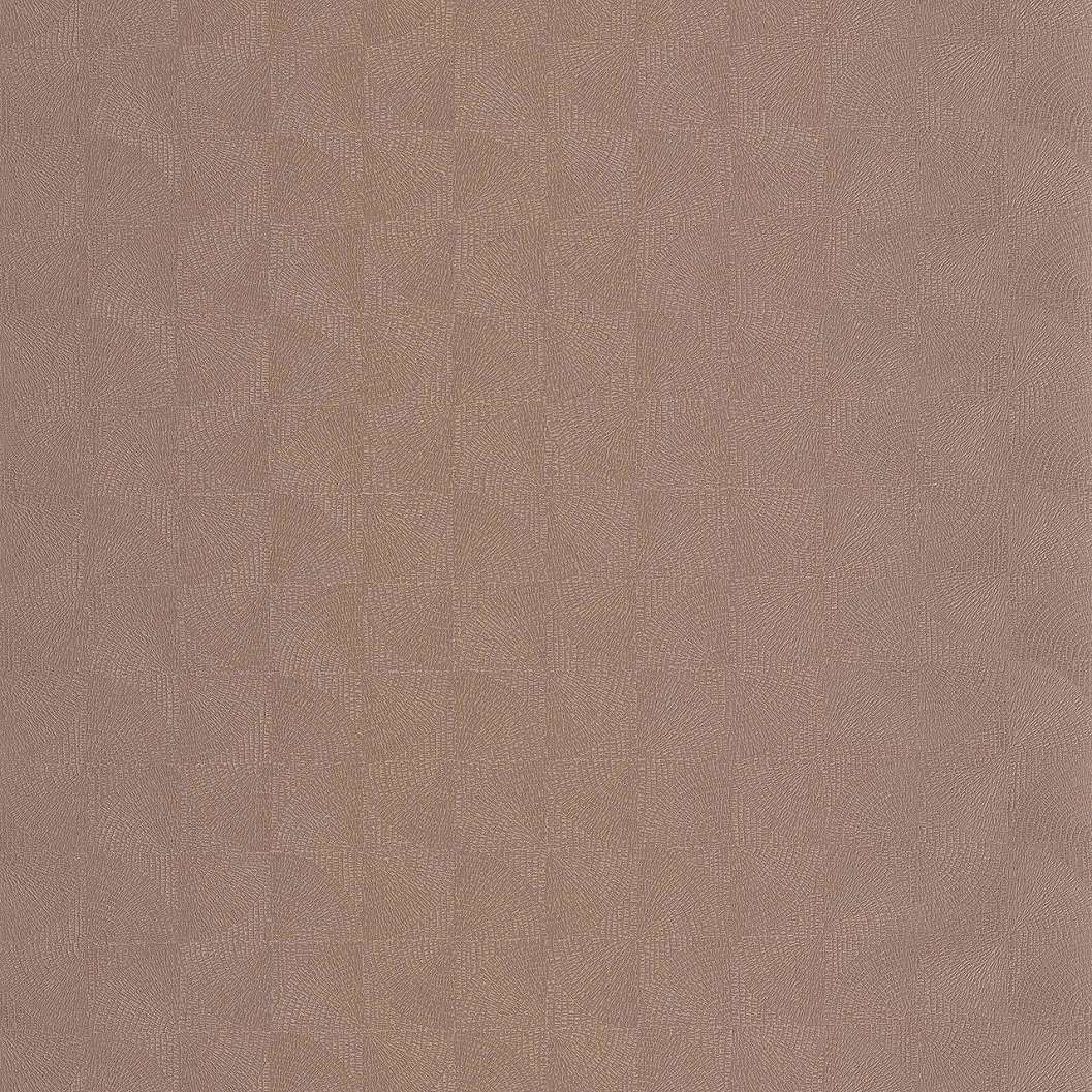 Design tapéta apróbarázdás körcikk és négyzet mintával fényes sötétbeige színben