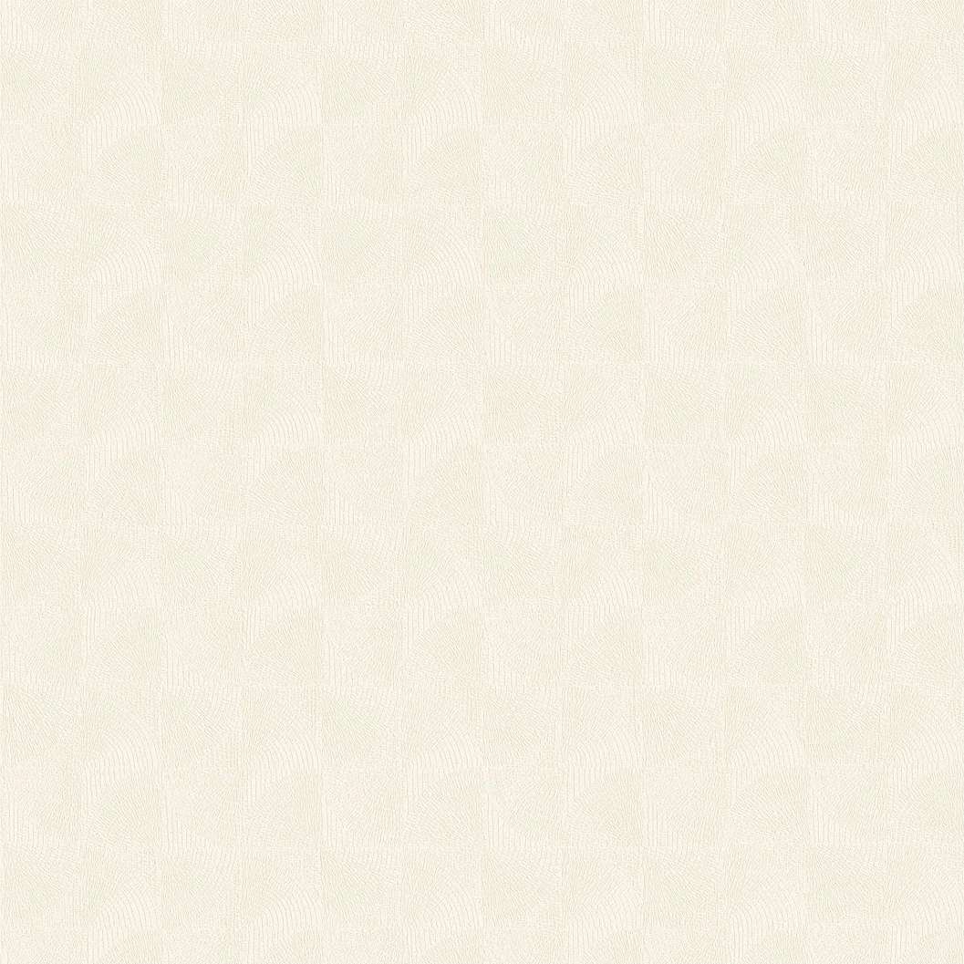 Design tapéta apróbarázdás körcikk és négyzet mintával matt krém színben