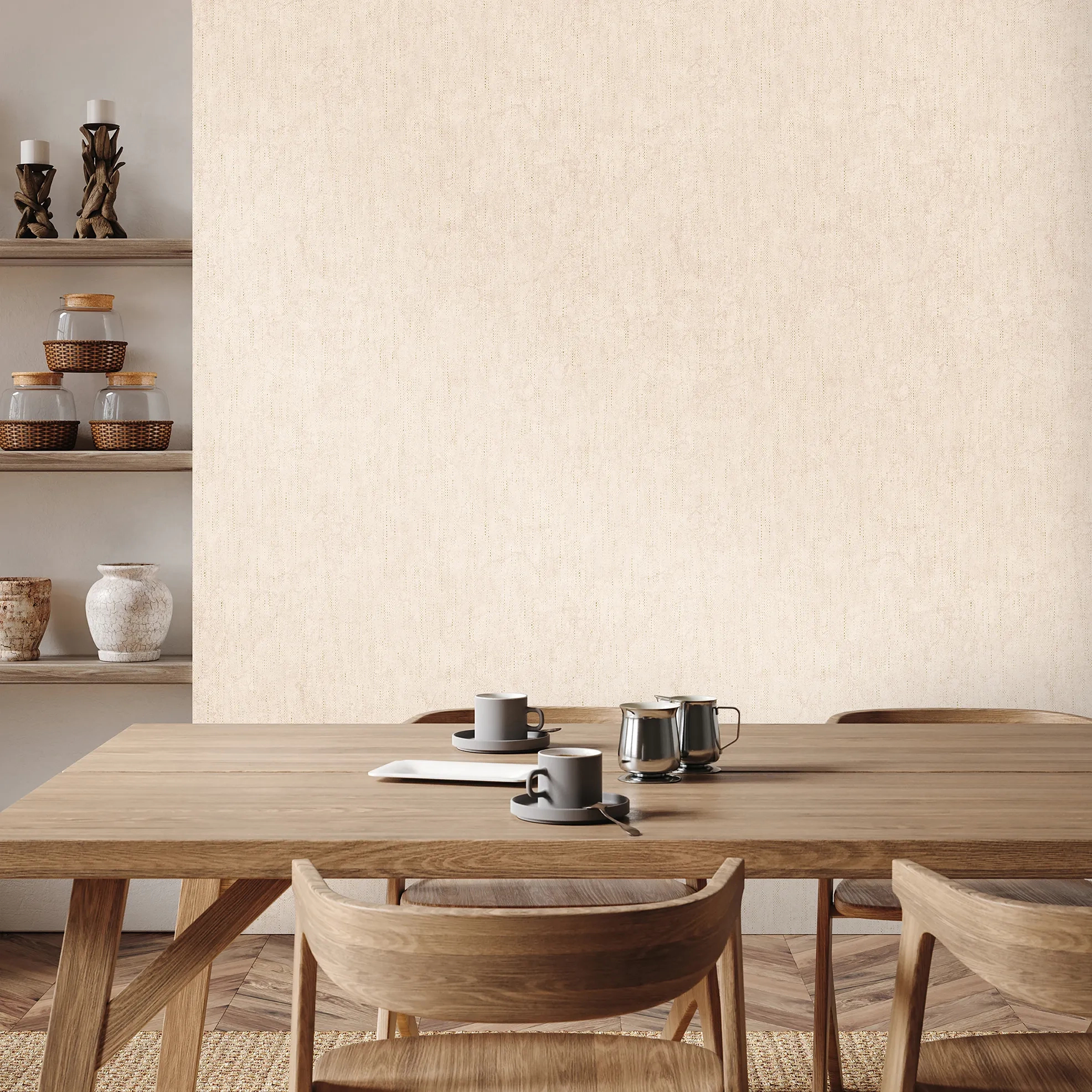 Design tapéta aranyszórt textilhatású mintával beige színben