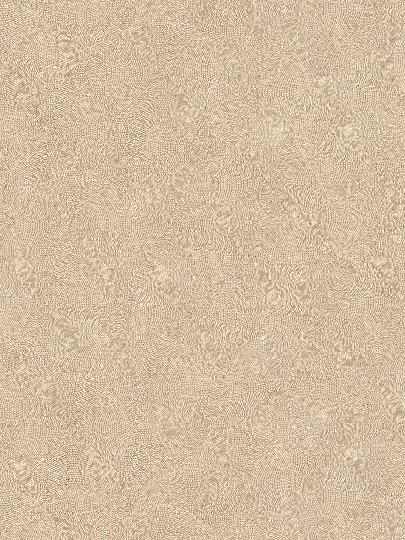 Design tapéta beige és fényes arany köralakban tekert zsineg mintával