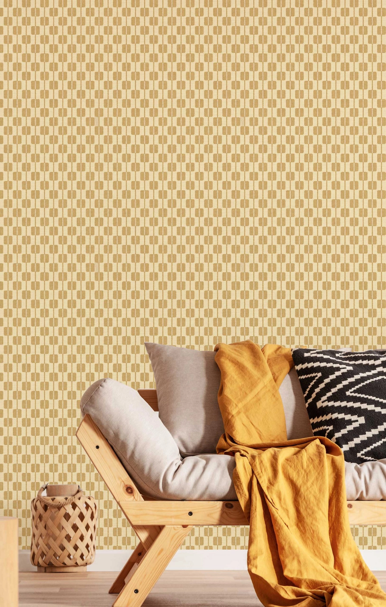 Design tapéta bézs arany minimál geometrikus mintával vinyl mosható