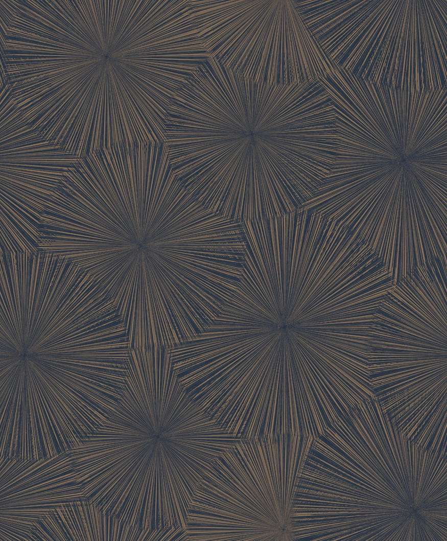 Design tapéta csillagalakú szórtfény mintával fémeshatású fekete és bronz színben