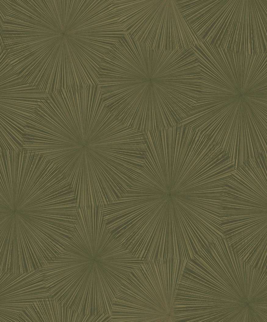 Design tapéta csillagalakú szórtfény mintával fémeshatású zöld színben
