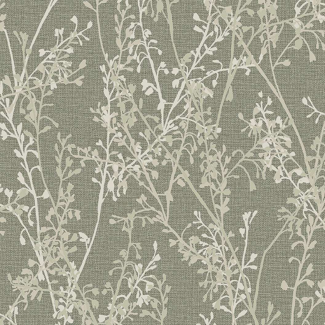 Design tapéta faág mintával zsályazöld és gyöngyház színben