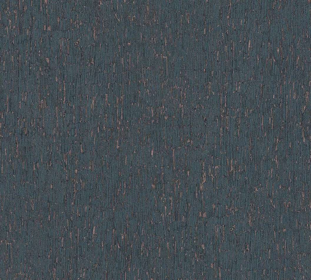 Design tapéta fakéreghatású mintával kék és réz színben