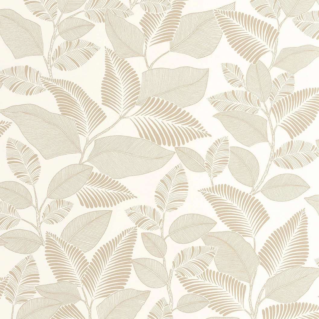 Design tapéta falevél ágakkal mintával beige színben