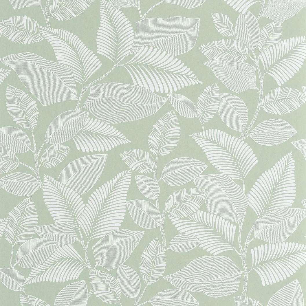 Design tapéta falevél ágakkal mintával világoszöld színben